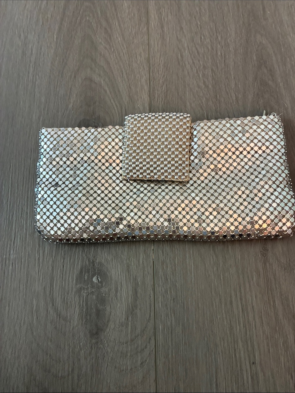 Unlisted Metallic Mesh Evening Clutch in Silver